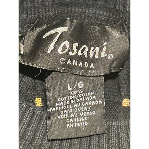 Vintage Tosani Black Sweater, Men’s Large, 100% Cotton Knit Retro 90s - Picture 4 of 5